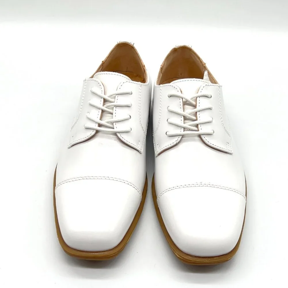 Florsheim Kids Boys Size 1 Reveal CP‎ White Leather Oxfords Oxford Dress Shoes